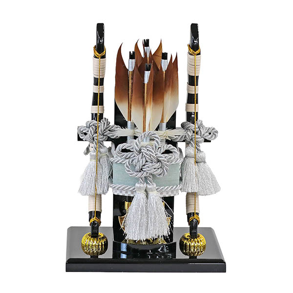 東玉　 破魔弓　蒼 矢立 円型 丸型 木目バック ベージュ・モカ塗 アクリルケース　詳細画像