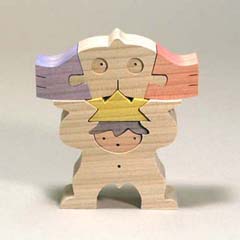 小黒三郎の組み木: 鯉持ちかぶと童子