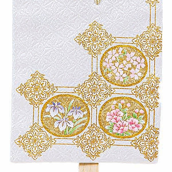 立体刺繍名前旗 皐月天井 白 （中） 台付セット ※お名前・生年月日は刺繍