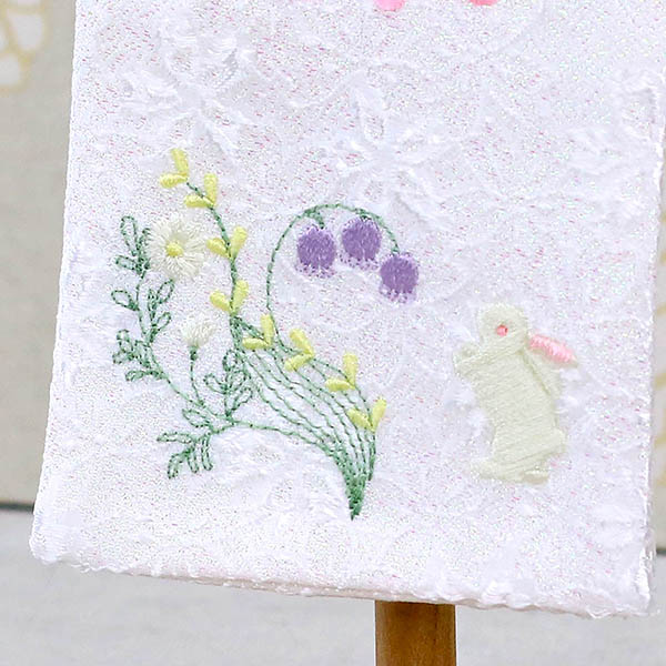 刺繍仕立て白シリーズ ミニミニ名旗 すずらん ※名前部分は刺繍