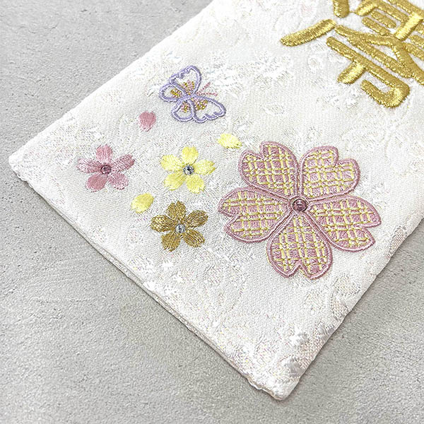 刺繍仕立て白シリーズ ミニミニ名旗 さくら ※名前部分は刺繍